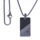 Collier acier homme - "plaque" - 2 tons - zircon noir - 50cm