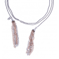 Collier argent rhodié 12,6g - "écharpe" - 2 tons rosé et rhodié - 115cm