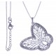 Collier argent rhodié 6,9g - "papillon filigrané" 42+3cm