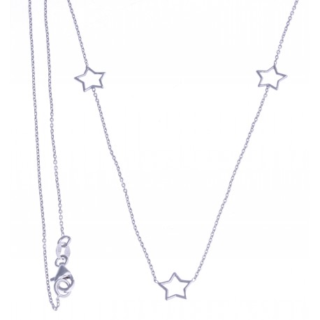 Sautoir argent rhodié 3,4g - "étoiles" - 90 cm