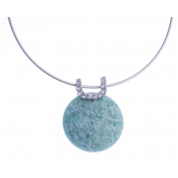 Collier argent rhodié 6,9g - amazonite - zircons - 38+5cm