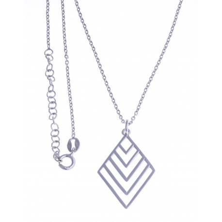 Collier argent rhodié 4g - "triangle" - 38+5cm