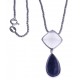 Collier argent rhodié 5,3g - sodalite - agate - 45cm