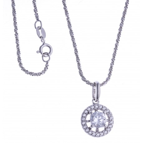 Collier argent rhodié 3,6g - zircons - 40cm.