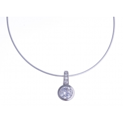 Collier argent rhodié 8,2g - zircons - 38+5cm