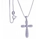 Collier argent rhodié 4,4g - "croix" zircons - 40cm