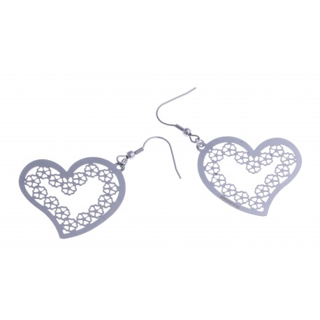 Boucles d'oreille acier - "coeur"