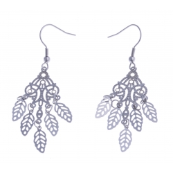 Boucles d'oreille acier - "feuilles"