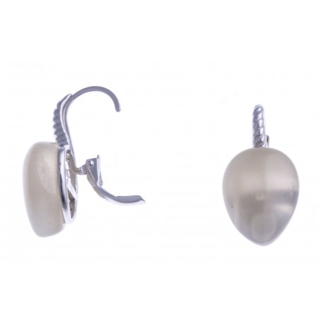 Boucles d'oreille argent rhodié 1,8g - pierre de lune