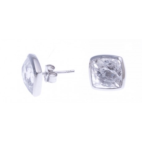 Boucles d'oreille argnet rhodié 2,2g - quartz cristal