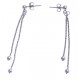 Boucles d'oreille argent rhodié 2,4g - "2 fils" - "pendantes 4,5cm