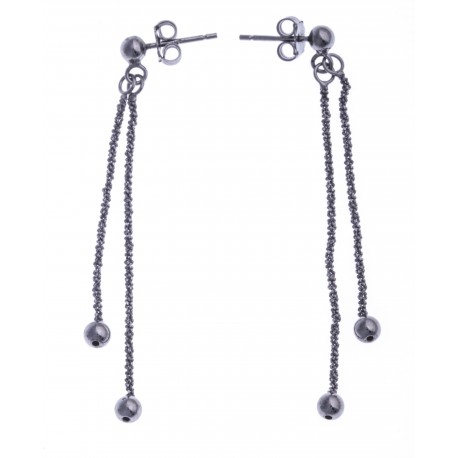 Boucles d'oreille argent rhodié noir 2,4g - "2 fils" - "pendantes 4