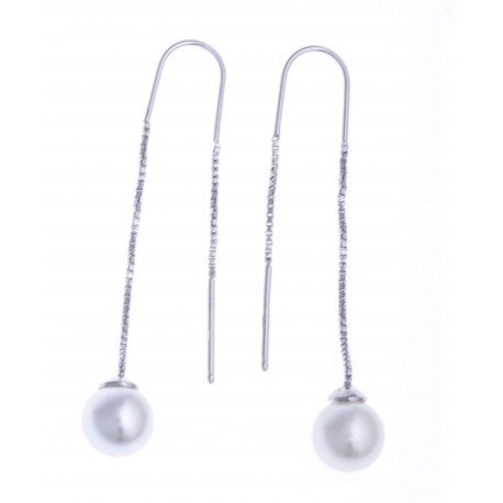 Boucles d'oreille argent rhodié 2,4g - perles imitation