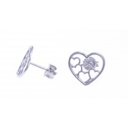 Boucles d'oreille argent rhodié 1,1g - "coeur"