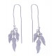 Boucles d'oreille argent rhodié 5,8g - "3 plumes" - pendantes - chaine