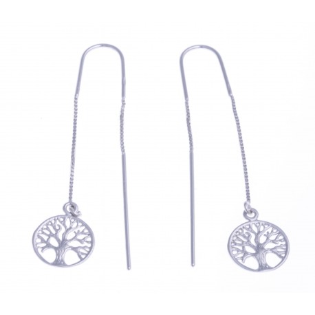 Boucles d'oreille argent rhodié 2,7g - "arbre de vie" - pendantes - cha