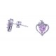 Boucles d'oreille argent rhodié 1,8g - zircon rose