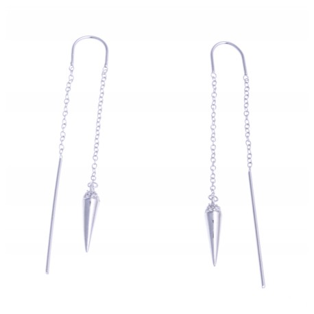 Boucles d'oreille argent rhodié 2,2g - zircons chaine avant 3cm