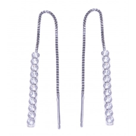 Boucles d'oreille argent rhodié 1,3g - zircons - chaine 5cm