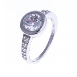 Bague argent rhodié 4,6g - zircons - T 52 à 58