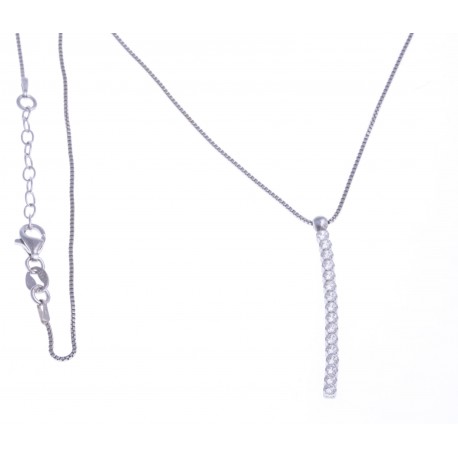 Collier argent rhodié 3g - zircons - 42+3cm