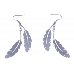 Boucles d'oreille acier - "plume"