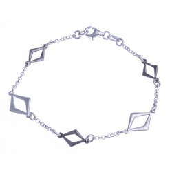 Bracelet argent rhodié 3,4g - 2 tons - losanges - 18,5 cm