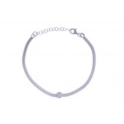 Bracelet argent rhodié 2,7g - "rond" - "zircons" - 17+3cm