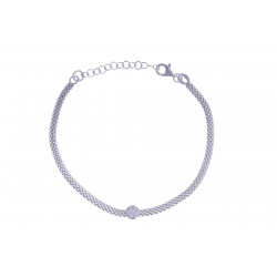 Bracelet argent rhodié 2,7g - "rond" - "zircons" - 17+3cm