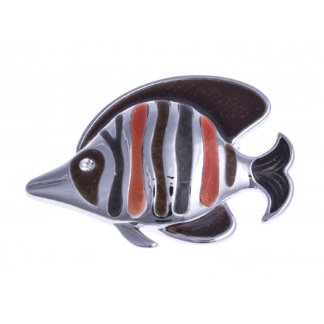 Broche fantaisie - poisson clown - strass