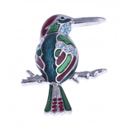 Broche fantaisie - "oiseau multicolore"- strass