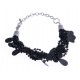 Bracelet fantaisie breloques et perles noirs 17+5cm