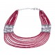 Collier fantaisie - plastron - métal argenté - perles multicolores - extension 6