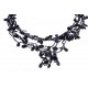 Collier fantaisie breloques et perles noirs 60+6cm