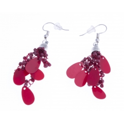 Boucles d'oreille fantaisie breloques et perles rouges - 3 cm