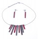 Parure fantaisie - collier "batons rouges" - "vieil argent" - 4