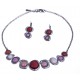 Parure fantaisie - collier époxy multicolore - 41+8 cm + boucles assorties