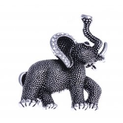 Broche fantaisie "éléphant" - vieil argent - strass