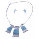 Parure fantaisie - collier résine bleue - 41+8 cm + boucles assorties