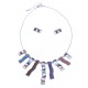 Parure fantaisie - collier résine multicolore - 41+8 cm + boucles assorties