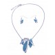 Parure fantaisie - collier résine bleue - 41+8 cm + boucles assorties