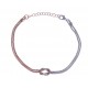 Bracelet argent rhodié 3,2g - "n?ud" - 2 tons rosé et blanc - 17+3cm