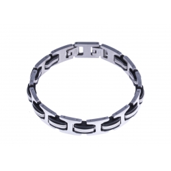 Bracelet acier homme - silicone - 21,5cm
