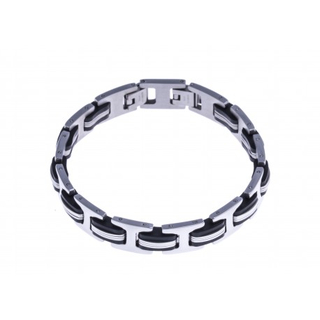 Bracelet acier homme - silicone - 21,5cm