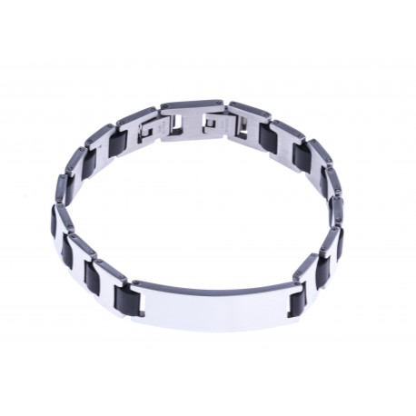 Bracelet acier homme - silicone - 21,5cm