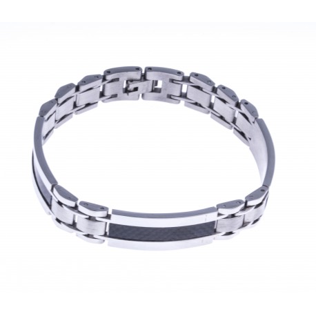 Bracelet acier homme - fibre de carbone - 21cm