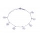 Bracelet argent rhodié 3,2g - "fleurs breloques" - 17+3cm