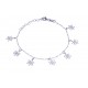 Bracelet argent rhodié 3,2g - "fleurs breloques" - 17+3cm