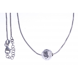 Collier argent rhodié 3,4g- "boule martelée" - 42+3cm