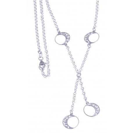 Collier argent rhodié 5,4g - "4 ronds" - 43cm